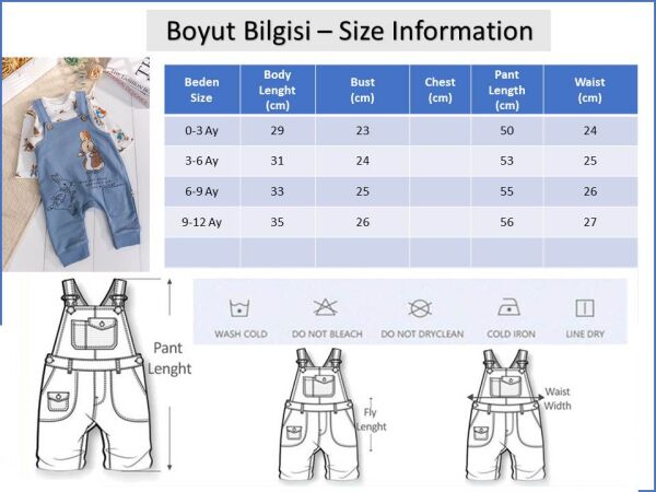 Tavşan Fiğürlü 2'li Erkek Bebek Salopet Tulum YEŞİL -  0-3 AY