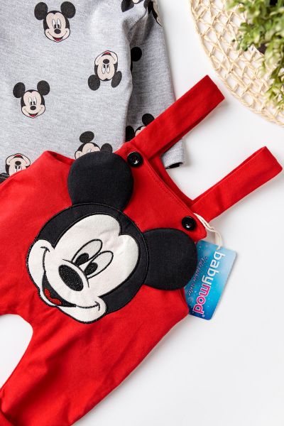Mickey Mouse Figürlü Erkek Bebek Tulum Salopet Body Takım