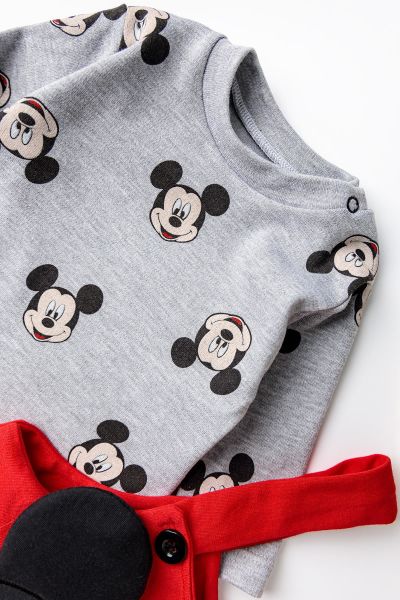 Mickey Mouse Figürlü Erkek Bebek Tulum Salopet Body Takım