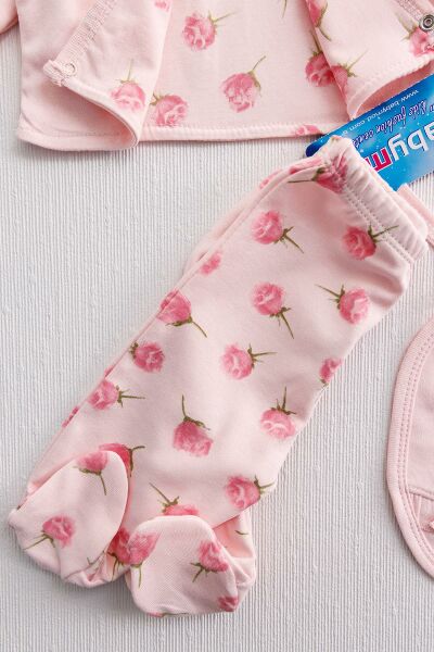 Pembe Güllü 8'li Kız Bebek Hastane Çıkışı Bebek Seti