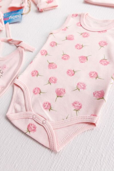 Pembe Güllü 8'li Kız Bebek Hastane Çıkışı Bebek Seti