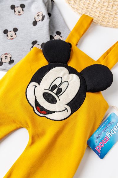 Mickey Mouse Figürlü Erkek Bebek Tulum Salopet Body Takım