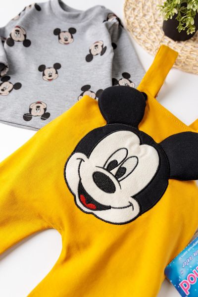 Mickey Mouse Figürlü Erkek Bebek Tulum Salopet Body Takım