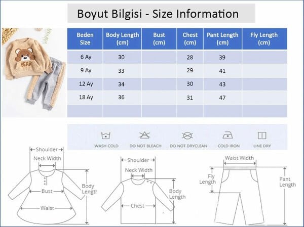 Ayıcık Figürlü Peluş Kışlık Erkek Bebek Takım