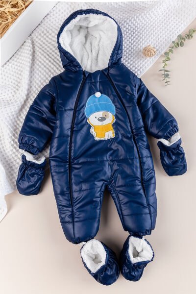 Peluş Astarlı Kız Erkek ebek Astronot Tulum LACİVERT -  12 Ay