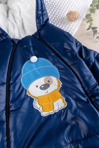 Peluş Astarlı Kız Erkek ebek Astronot Tulum LACİVERT -  12 Ay