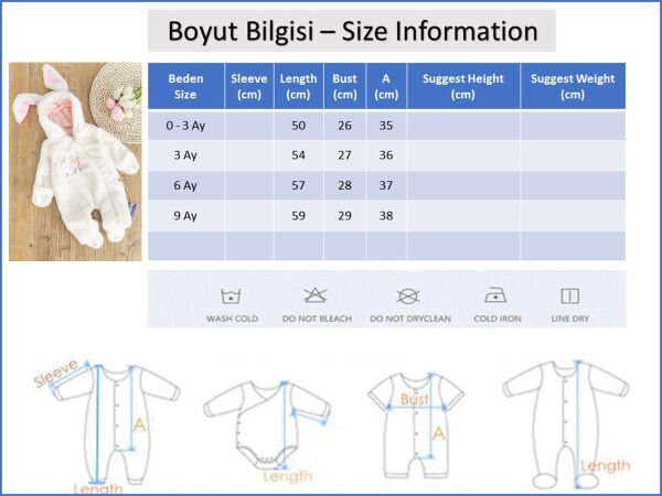 Tavşan Figürlü Welsoft Peluş Astronot Kız Bebek Tulum
