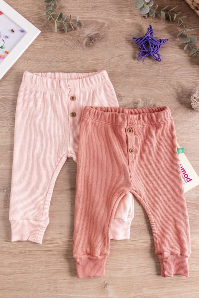 Erkek/Kız Bebek Tek Alt Pantolon Gül kurusu -  6-9 AY