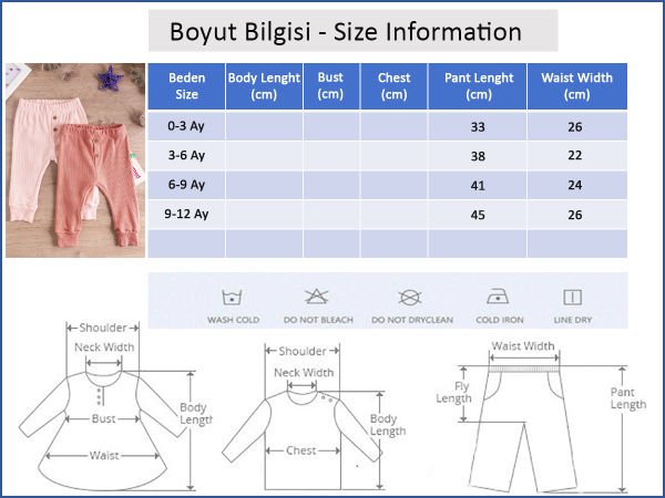 Erkek/Kız Bebek Tek Alt Pantolon Gül kurusu -  6-9 AY
