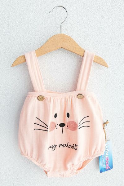 Minik Tavşan Kız Bebek Tulum Salopet Bebek Takım SOMON - 3-6 AY
