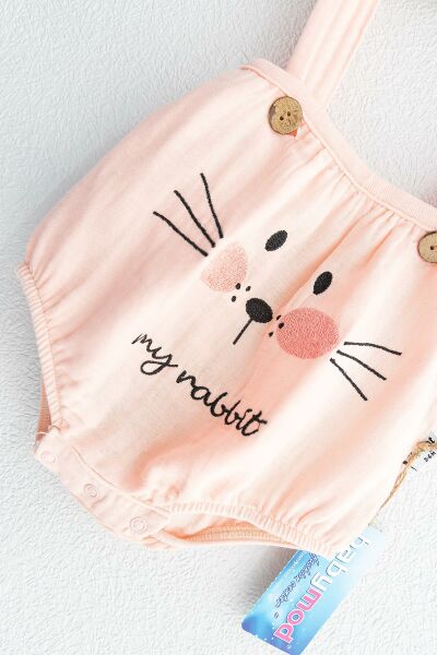 Minik Tavşan Kız Bebek Tulum Salopet Bebek Takım SOMON - 3-6 AY