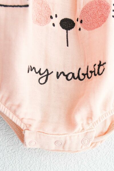 Minik Tavşan Kız Bebek Tulum Salopet Bebek Takım SOMON - 3-6 AY