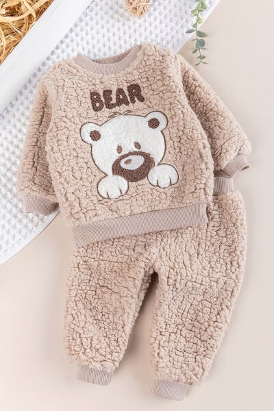 Ayıcık Fiğürlü Welsoft Peluş Kışlık Bebek 2 li Takım