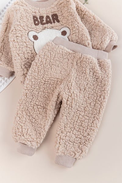 Ayıcık Fiğürlü Welsoft Peluş Kışlık Bebek 2 li Takım