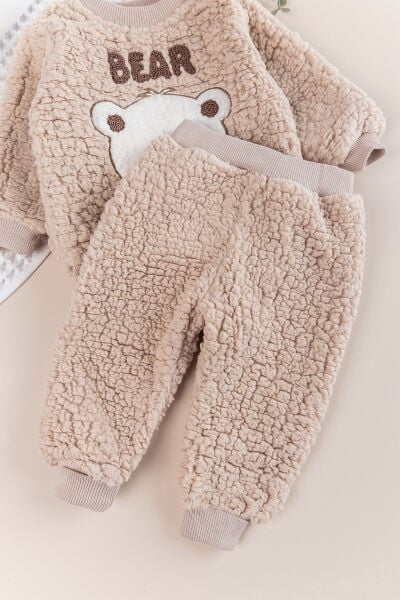Ayıcık Fiğürlü Welsoft Peluş Kışlık Bebek 2 li Takım