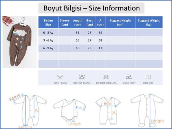 Bulut Desenli Triko Bebek Tulum