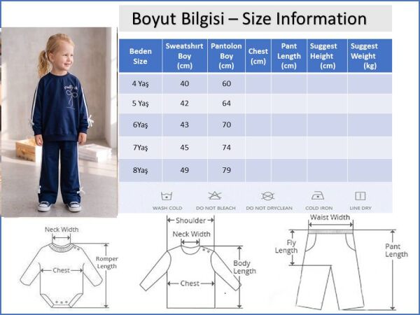 Kız Çocuk 2 İplik Lacivert  Alt Üst EşofmanTakımı