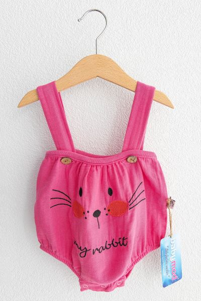 Minik Tavşan Kız Bebek Tulum Salopet Bebek Takım PEMBE - 12-18 Ay