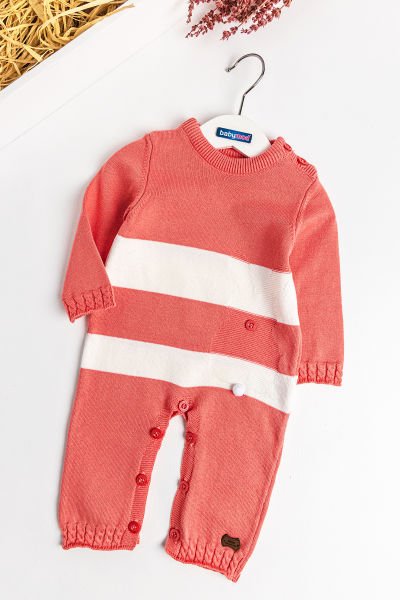 Tavşan Desenli Triko Bebek Tulum NARÇİÇEĞİ -  6-9 AY