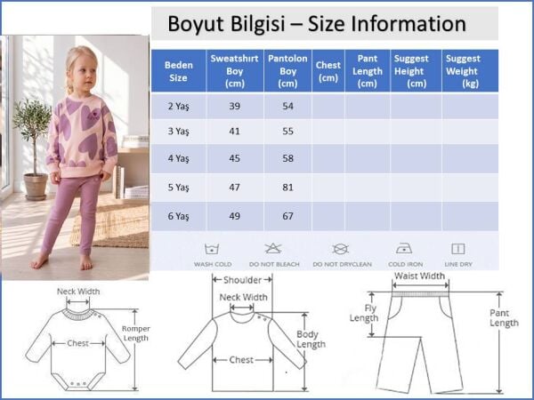 Kalp Desenli 2 İplik Kız Çocuk İkili Taytlı Takım