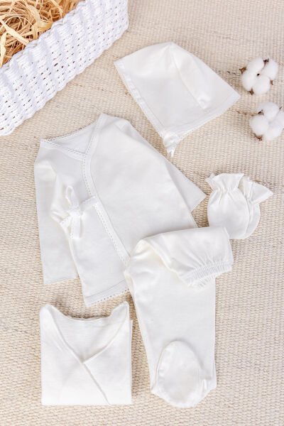 Natural %100 Pamuk 5'li Kız Erkek Bebek Hastane Çıkışı Zıbın Seti Yeni Doğan Açil İhtiyac Seti