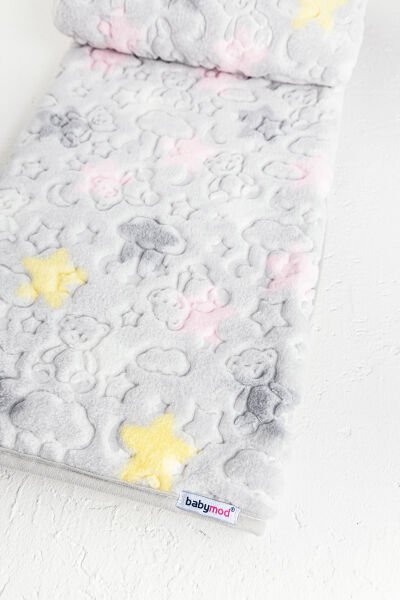 Figürlü Peluş Kız/Erkek Bebek Battaniye PEMBE -  Tek Ebat