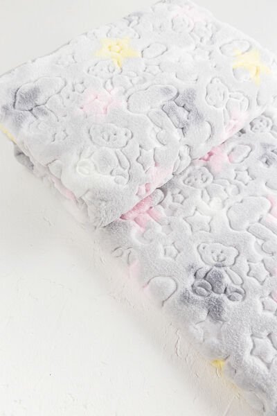Figürlü Peluş Kız/Erkek Bebek Battaniye PEMBE -  Tek Ebat