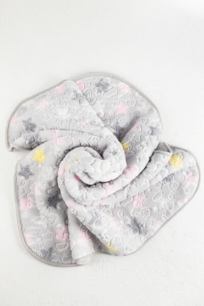 Figürlü Peluş Kız/Erkek Bebek Battaniye PEMBE -  Tek Ebat
