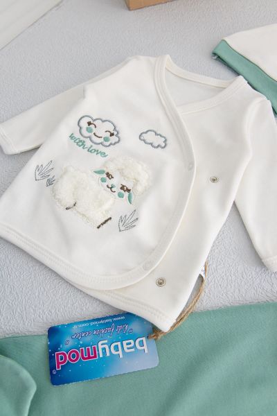 Kuzucuk Figürlü 5'li Bebek Hastane Çıkışı Zıbın Seti