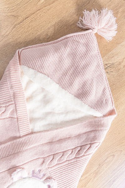 Ayıcık Figürlü Kız/Erkek Bebek Battaniye Bebek Kundak PEMBE -  Tek Ebat