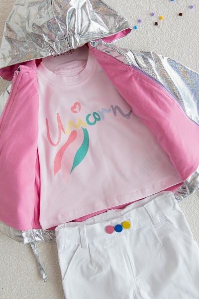 Unicorn Kız Bebek 3'lü Kapüşonlu Takım