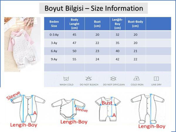 Triko Kışlık 2'li Kız Bebek Salopet Tulum Set