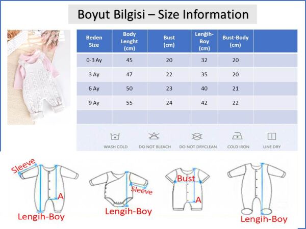 Triko Kışlık 2'li Kız Bebek Salopet Tulum Set