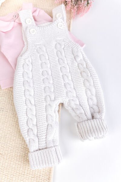 Triko Kışlık 2'li Kız Bebek Salopet Tulum Set