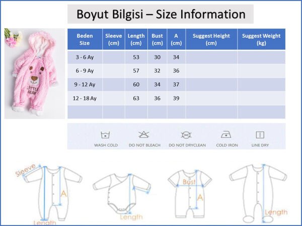Sevimli Ayıcık Welsoft Peluş Astronot Kız Bebek Tulum PEMBE -  12-18 AY