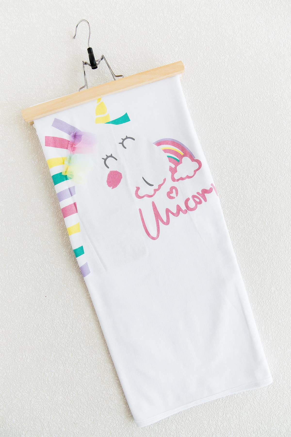 Unicorn Baskılı Çift Kat Penye Bebek Battaniye