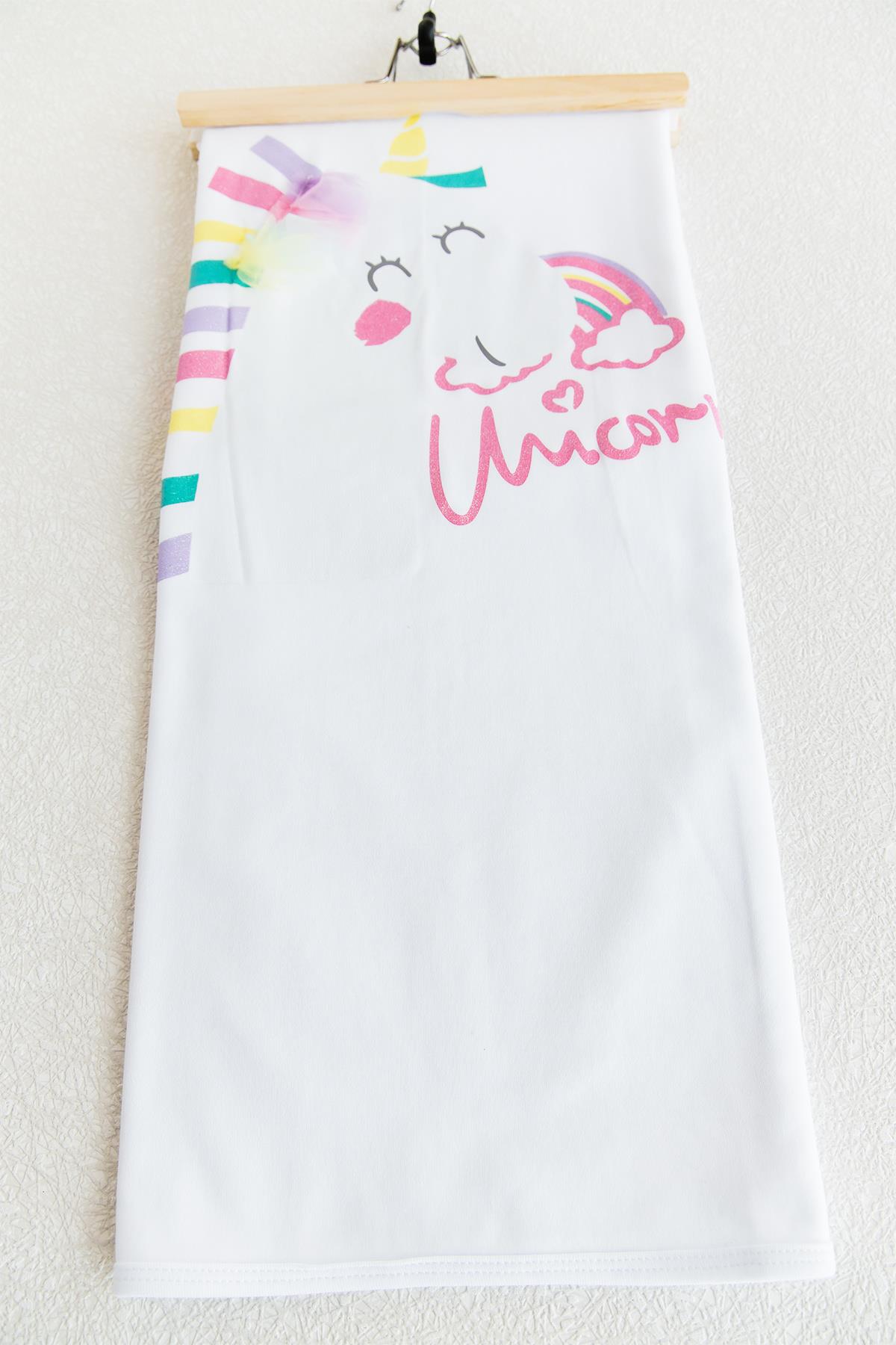 Unicorn Baskılı Çift Kat Penye Bebek Battaniye