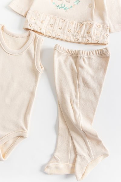 Natural Kelebek İşlemeli 10'lu Kız Bebek Hastane Çıkışı Bebek Takımı