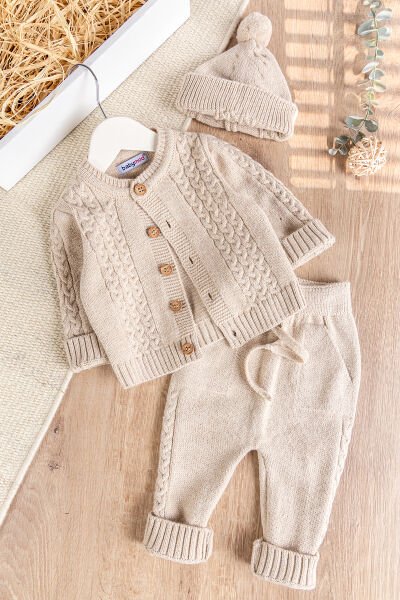Bereli Triko Hırkalı Kışlık  Erkek Bebek Takım Set