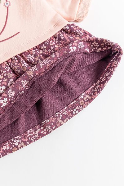 Çiçek Nakışlı Uzun Kollu Kız Bebek Elbise SOMON -  9-12 AY