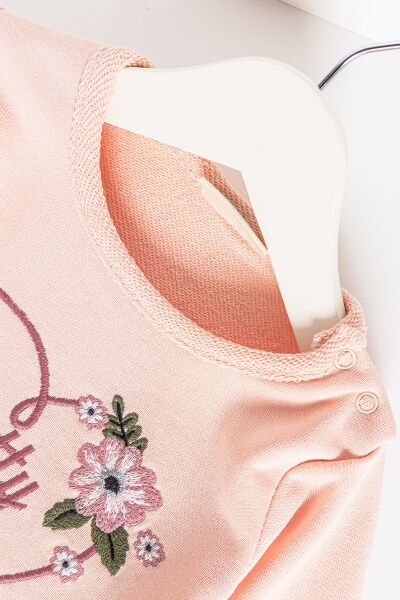 Çiçek Nakışlı Uzun Kollu Kız Bebek Elbise SOMON - 18-24 AY