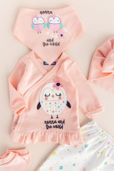 Kız Bebek Takım Cute Birds 5 Parça Kız Bebek Hastane Çıkışı