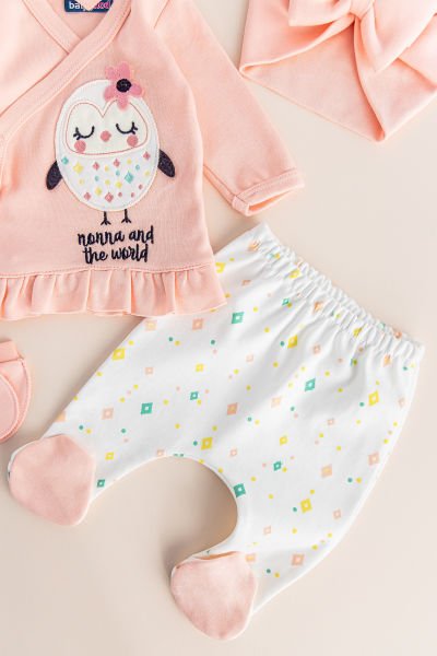 Kız Bebek Takım Cute Birds 5 Parça Kız Bebek Hastane Çıkışı