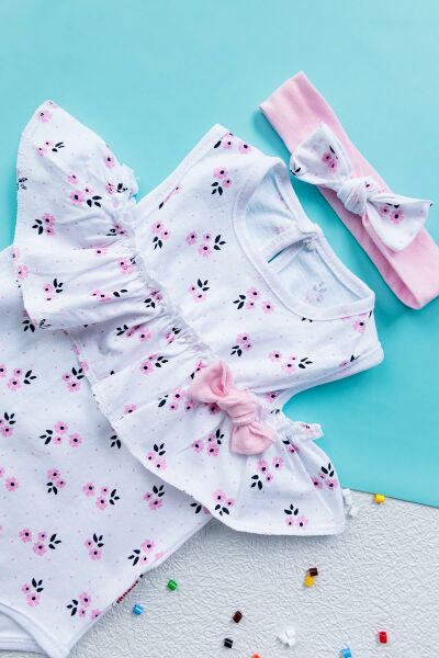 Kız Bebek Takım Body Bandana Slip Üçlü Bebek Set