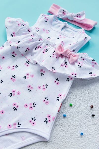 Kız Bebek Takım Body Bandana Slip Üçlü Bebek Set