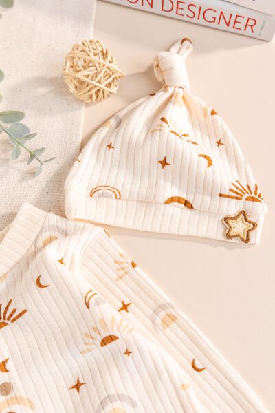 Gök Kuşağı Desenli Pamuklu Kız-Erkek Bebek Tulum