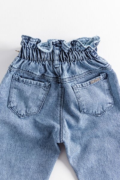 Yüksek Bel Kız Çocuk Kot Pantolon Çocuk Jean MAVİ - 8 Yaş