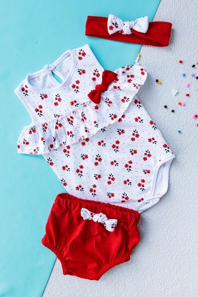 Babymod Kız Bebek Yazlık Takım Üçlü Bebek Set
