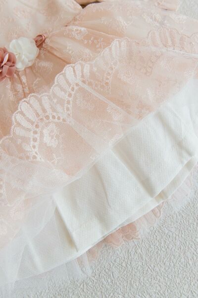 Güpürlü Uzun Kol Kız Bebek Elbise SOMON - 24 Ay