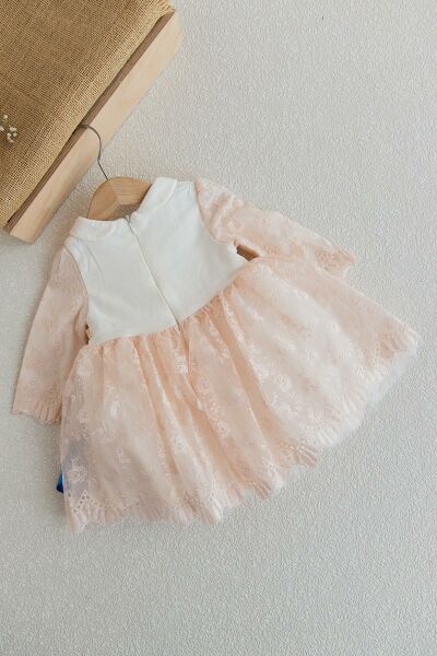 Güpürlü Uzun Kol Kız Bebek Elbise SOMON - 24 Ay